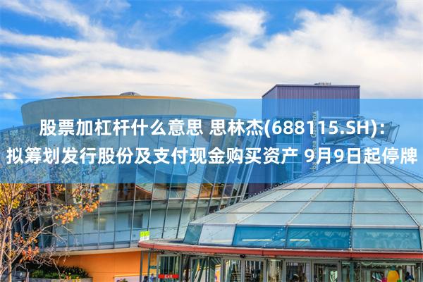 股票加杠杆什么意思 思林杰(688115.SH)：拟筹划发行股份及支付现金购买资产 9月9日起停牌