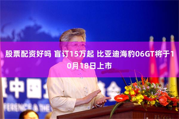 股票配资好吗 盲订15万起 比亚迪海豹06GT将于10月18日上市